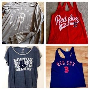 VS PINK RED SOX MLB TANK TOP BUNDLE GREY LACE BACK TOP L LARGE CROSS BACK SET